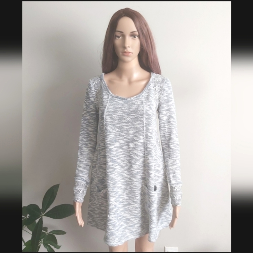 Saturday Sunday sweater dress XS gray knit  tunic midi long sleeves